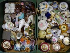 MIXED CABINET & TABLE PORCELAIN, glassware and ornaments (2 boxes)