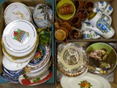 DECORATIVE WALL PLATES, MID-CENTURY TEA & COFFEE WARE, floral dinnerware ETC (3 boxes)
