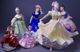 ROYAL DOULTON LADY FIGURINES (6) to include Ninette HN2379, Christine HN2792, Figure of the Year