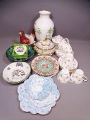 FRANKLIN PORCELAIN WOODLAND BIRD VASE, Duchess bone china teaware, Staffordshire hen with chick on