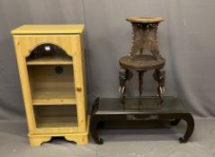 VINTAGE & LATER FURNITURE PARCEL, four items including a carved Chinese glass top coffee table,