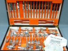 CASED CANTEEN OF KINGS PATTERN ANCESTOR PLATE CUTLERY by Webber & Hill