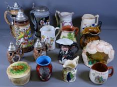 GERMAN STONEWARE STEINS, Victorian and later jugs and vases ETC