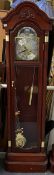REPRODUCTION MAHOGANY GRANDMOTHER CLOCK 'C Wood & Son' to the arched dial, double weighted with