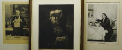 18TH CENTURY MEZZOTINT and later prints of gentlemen (3) to include J BOYDELL after Rembrandt -