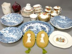 ROYAL ALBERT OLD COUNTRY ROSES PART TEASET, German pottery vase, 41cms H and other decorative china,