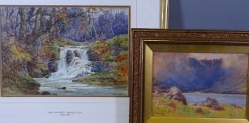 JOHN CUTHBERT SALMON two watercolours - 1. North Wales waterfall with trees, signed, 23 x 32cms