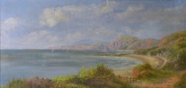 VICTORIAN oil on canvas - coastal scene, signed, 29 x 60cms