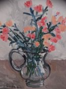 LAUREN LINDEE acrylic - still life, flowers in a glass vase, signed and entitled verso 'The Glass