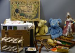 MIXED COLLECTABLES (in 2 boxes) to include vintage and later books, household linen, toys, games and
