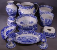 SPODE ITALIAN 14 PIECE COLLECTION including a large wash jug, 23.5cms H, 32cms across