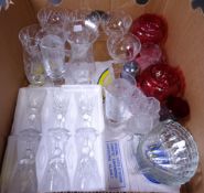 CRANBERRY & OTHER GLASSWARE, a quantity