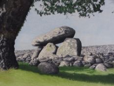 A DEMPSTER JONES watercolour - group of standing stones under a substantial tree, signed in full, 28