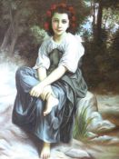 MODERN PAINTING - pretty girl in the moon light, 59 x 49cms