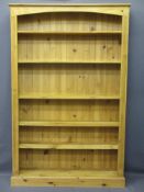 RUSTIC PINE BOOKCASE with adjustable shelves, 200cms H, 127cms W, 28cms D