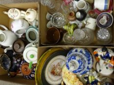 COLLECTABLE TEAPOTS, DECANTERS WITH STOPPERS, Staffordshire figurines, Chinese Blue & White jar