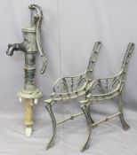 GARDEN METALWARE - water pump and decorative bench ends