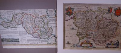 MAPS, two - a coloured and tinted map by THOMAS KITCHIN of Glamorganshire, unframed but card