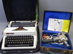 VINTAGE PIFCO VIBRATORY MASSAGER, CASED with a Daro Erika portable typewriter in carry case