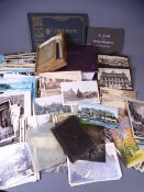 VINTAGE TRAVEL POSTCARDS, related booklets with glass and other photographic negatives to include