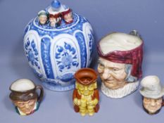ROYAL DOULTON & OTHER CHARACTER JUGS with a Plymouth Pottery Toby jug and a modern Chinese pumpkin