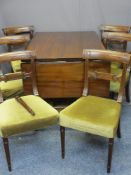 DINING TABLE WITH DROP ENDS, FINE QUALITY MAHOGANY, 76cms H, 129cms W, 83cms D (width open 198cms)