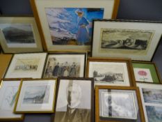 ANTIQUE & OTHER FRAMED PRINTS - Welsh Costumes, Ruthin, Beaumaris ETC