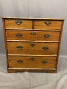 MAHOGANY DWARF CHEST of two short over three long oak lined drawers, 70cms H, 66.5cms W, 33.5cms D