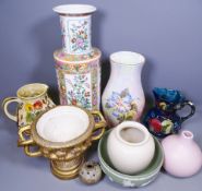 DECORATIVE VASES, JUGS & PLANTERS, makers include Wedgwood Jasperware, H J Wood Indian Tree, Royal