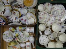 FLORAL DECORATED TEAWARE, decorative cups and saucers, Radford condiment set and other decorative