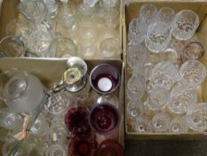 RUBY, ETCHED, DRINKING & OTHER GLASSWARE, a quantity (within 3 small boxes)