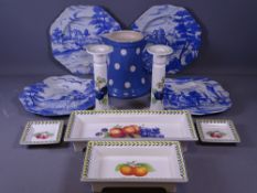 VILLEROY & BOCH CANDLESTICKS & TABLEWARE, Spode English Delft ware collection plates and a Blue
