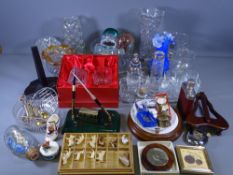 VINTAGE & LATER GLASSWARE, paperweights, gentleman's desk items and other mixed collectables to