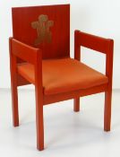 A 1969 PRINCE OF WALES INVESTITURE CHAIR by Lord Snowdon, built in stained beech and plywood with