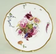 A NANTGARW PORCELAIN PLATE WITH LARGE SPRAY OF FLOWERS of lobed circular form and with gilded rim,