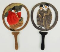 A RARE PAIR OF CARVED & PAINTED STORY-TELLING PADDLES BY VALE OF CLWYD TOYS circa 1915, depicting