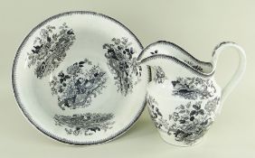A SWANSEA GLAMORGAN POTTERY JUG & BOWL SET WITH 'SHELL & FLOWERS' TRANSFER the jug of baluster
