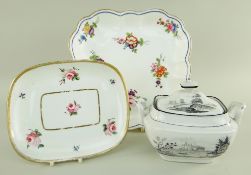 A GROUP OF THREE WELSH PORCELAINS comprising Nantgarw rounded plate, decorated with sprays of