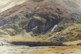 ROB PIERCY watercolour - Snowdonia scene, entitled 'Above the Devil's Kitchen', signed, 37 x 52cms