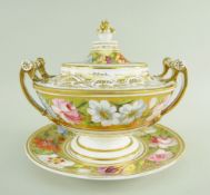 A NANTGARW PORCELAIN TUREEN FROM THE MARQUIS OF ANGLESEY SERVICE circular based with upturned