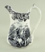 A POTTERY TRANSFER JUG COMMEMORATING THE CRIMEAN WAR attributed to Ynysmeudwy, of lobed form, having