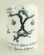 A RARE SWANSEA CAMBRIAN PEARLWARE VISUAL ILLUSION MUG of cylindrical form with ear-shaped handle,