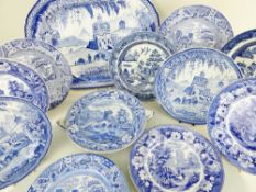 ASSORTED SWANSEA CAMBRIAN BLUE & WHITE TRANSFER POTTERY including a large Swansea Cambrian