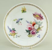 A SWANSEA PORCELAIN PLATE DECORATED BY HENRY MORRIS of non-moulded circular form, floral painted