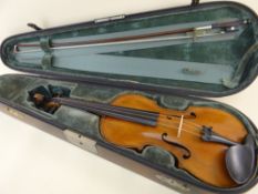 ITALIAN VIOLIN & BOW with violin interior label 'Giovanni Grancino in Contrada, Largha di Milano