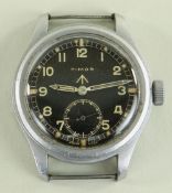 TIMOR WWII MILITARY ISSUE DIRTY DOZEN WRISTWATCH the black dial having luminous Arabic numerals