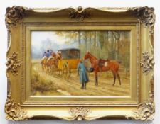 GEORGE GOODWIN KILBURNE (1839 - 1924) oil on panel - a highwayman and carriage entitled 'Au