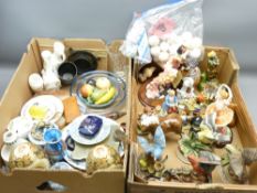 MIXED COLLECTABLES, a quantity in two boxes to include porcelain and other composition figurines and