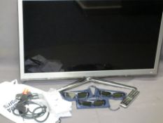 SAMSUNG BRUSHED STEEL & CHROME 3D ACTIVE GLASSES FLATSCREEN TV with remote control E/T
