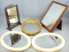 SMALL GEORGIAN DRESSING TABLE MIRROR, a pair of oval bevelled wall mirrors, single oval wall